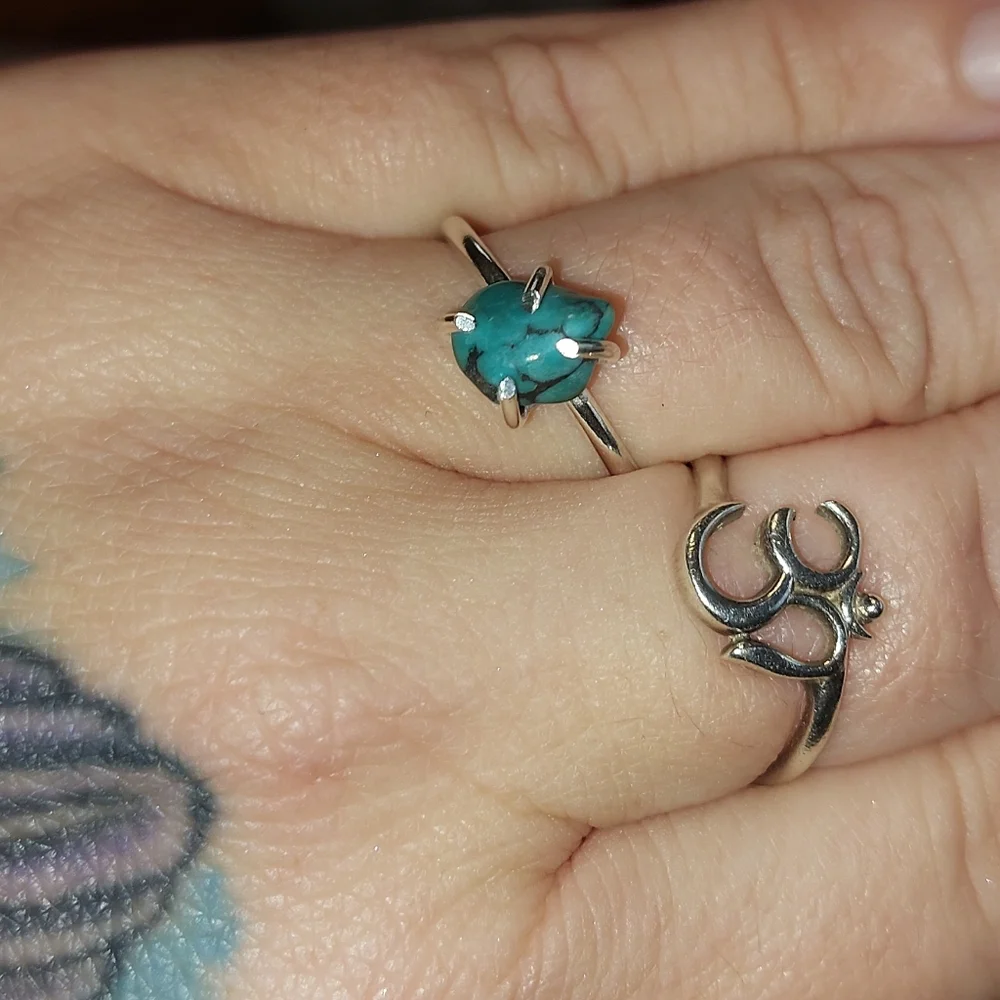 Dainty Turquoise Raw Tumbled Sterling Silver Ring